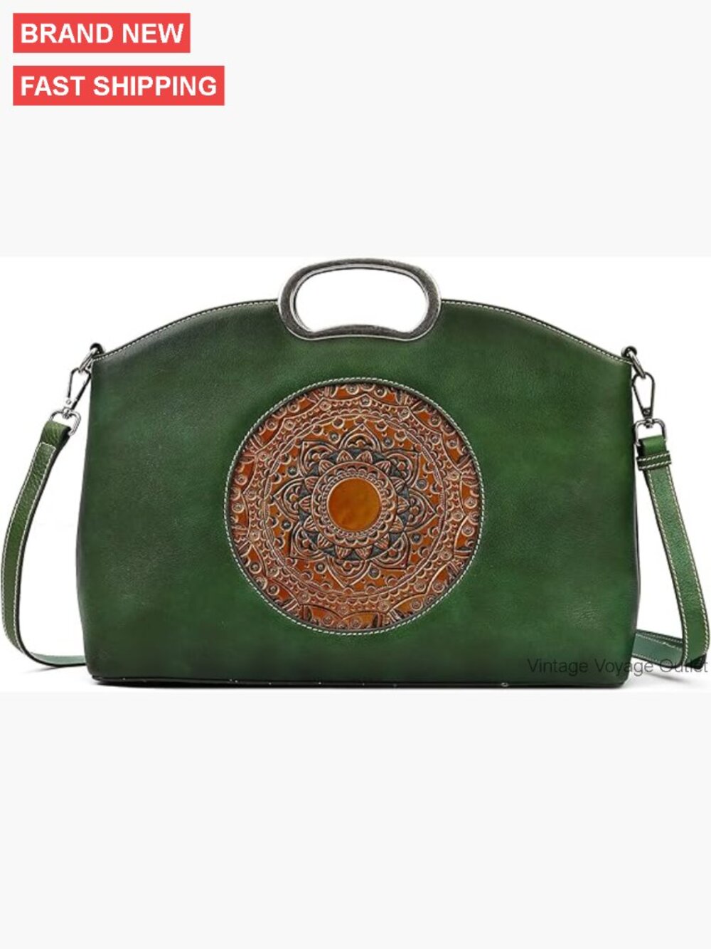 Large Genuine Leather Satchel Crossbody Bag with Adjustable Strap